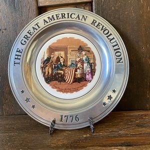 Set of 5 Collectible Pewter Plates - The Great American Revolution of 1776